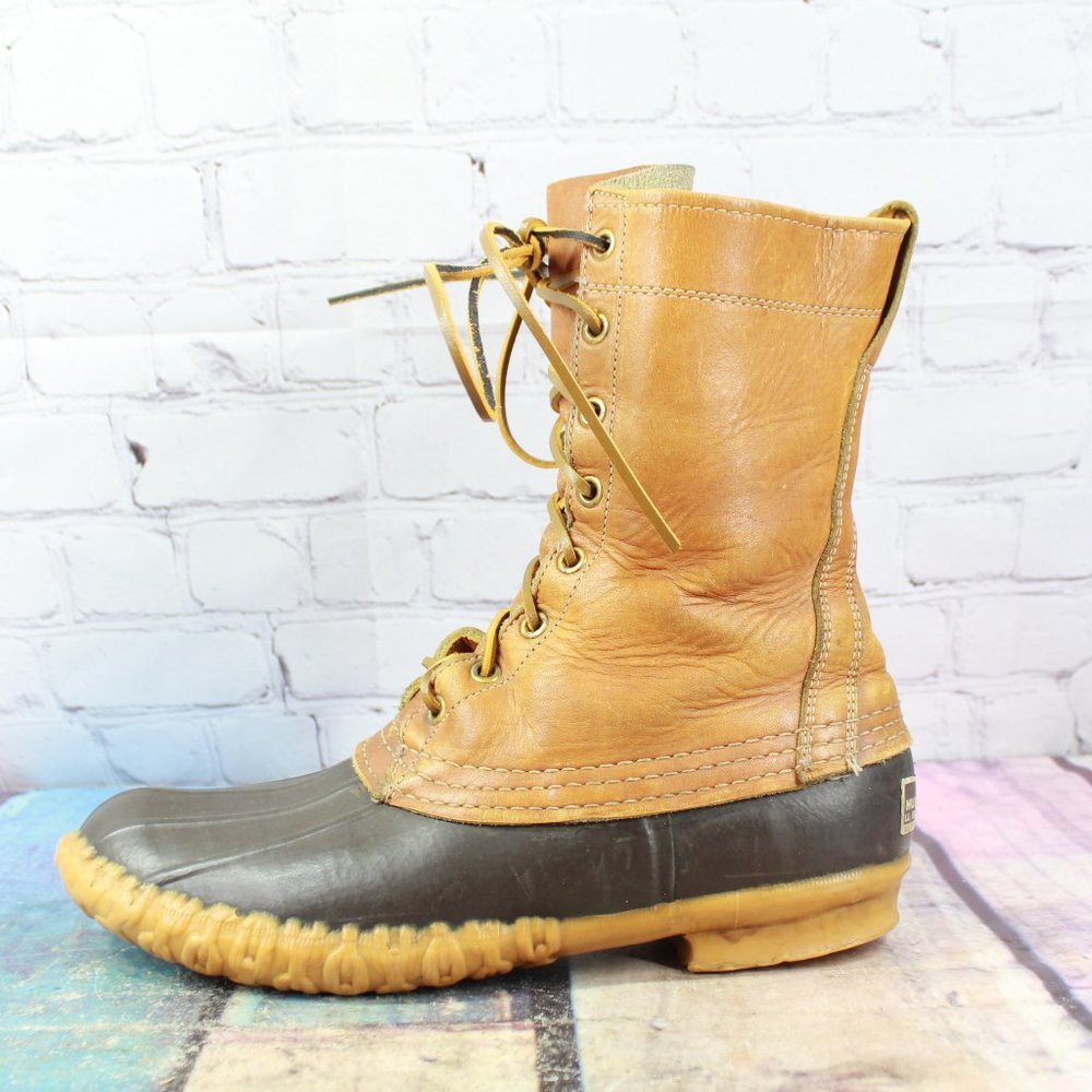 Vintage LL Bean 10" Unlined Brown Maine Hunting Shoe Duck Boots Size 7 N - Picture 1 of 9